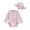 Pink, variant on REDARER Baby Girl Long Sleeve Rash Guard Set, Eyelet Swimsuit Romper with Matching Sun Hat for Beach & Pool,3-6 Months