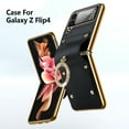 thumbnail image 6 of Fashion Ring Holder Case Compatible for Samsung Galaxy Z Flip 4 5g Case 2022, Shockproof PU Leather Cover Hand Strap Protective Stand Flip Phone Case for Samsung Flip 4 Case, 6 of 9