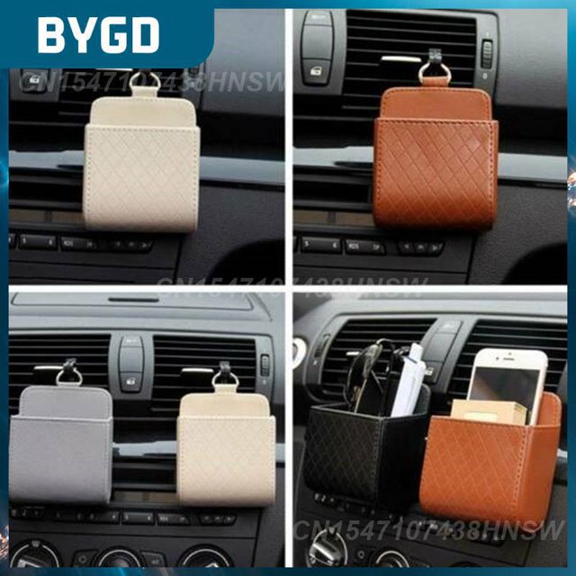 Pu Leather Large Capacity Car Phone Holder Storage Bag Organizer Multicolor Car Styling Bag Auto Vent Outlet Trash Box Universal01China He Qiyong unisex
