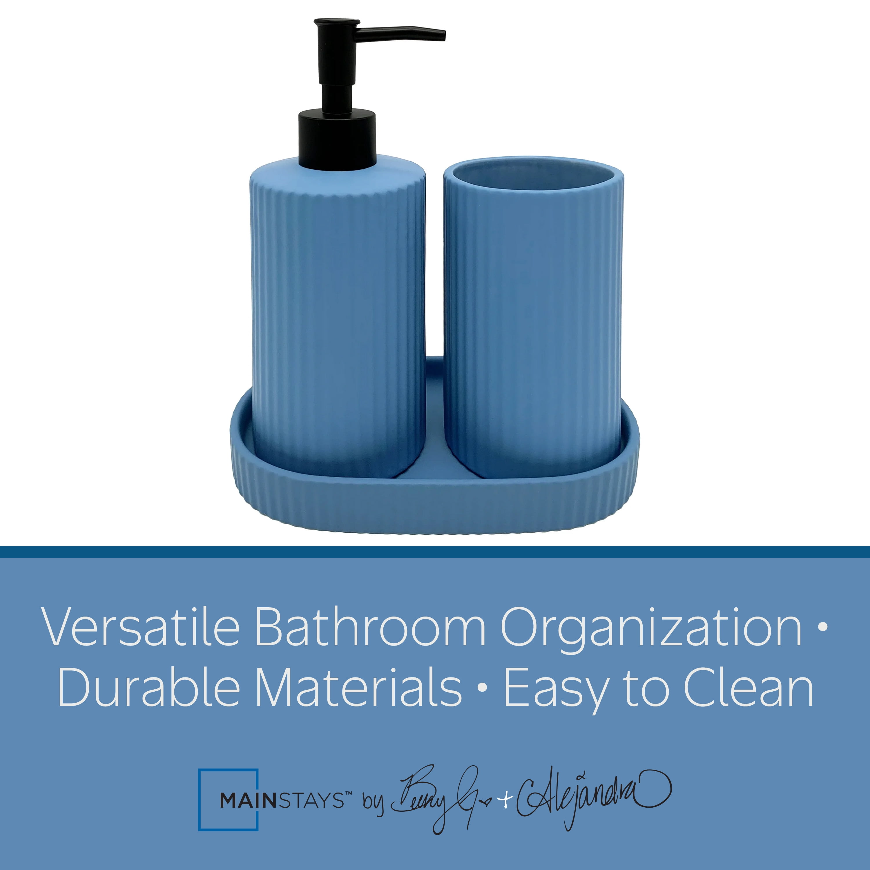 Mainstays By Becky G. & Alejandra 3-Piece Bath Accessory Set, Blue