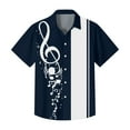 thumbnail image 4 of Lumtrix Men's Vintage Bowling Shirt 1950s Retro Rockabilly Style Short Sleeve Button Down Music Hawaiian Shirts Navy 4XL, 4 of 5