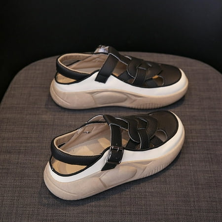 

Women s Summer Sandals Closed Toe Leather Sandal Breathable Soft Thick Sole 37