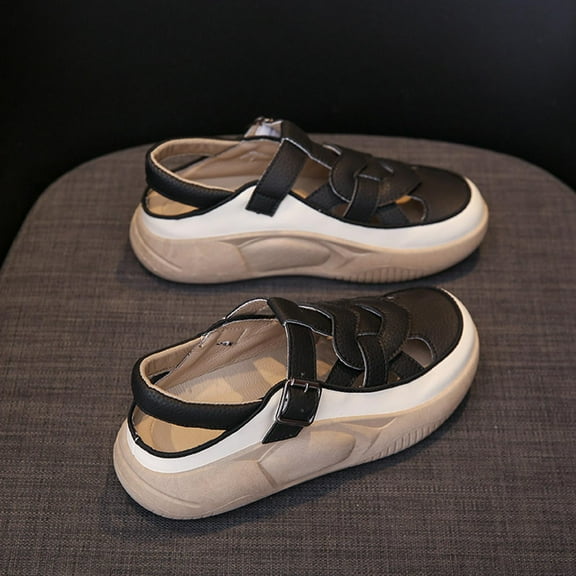 Women's Summer Sandals Trendy Soft Hollow Out Closed Toe Sandals Rubber Sole 38