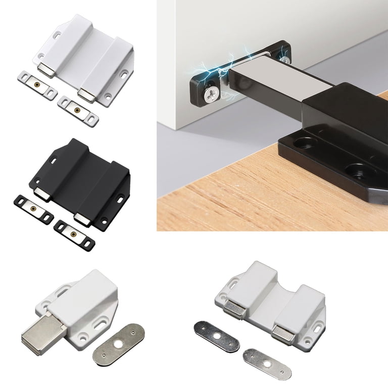 Magnetic Push Latches – 8-Pack Push-to-Open Door Latches, Stable Spring-Loaded Touch Latches For Cabinets, Drawers, Cupboards, Black