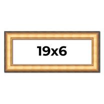 19x6 Frame Gold Plein Aire Solid Wood Picture Frame Width 2 Inches | Interior Frame Depth 0.5