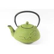 24 fl oz Green Ginkgo Leaf Japanese Cast Iron Teapot Tetsubin + Infuser Filter EHD