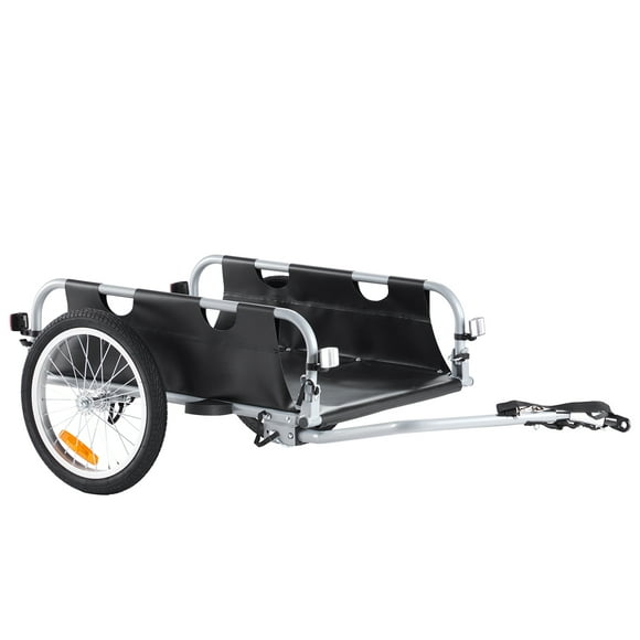 VEVOR Bike Cargo Trailer, 100 lbs Load Capacity, Heavy-Duty Bicycle Wagon Cart, Foldable Compact Storage & Quick Release with Universal Hitch, 16" Wheels, Safe Reflectors, Fits 22"-28" Bike Wheels