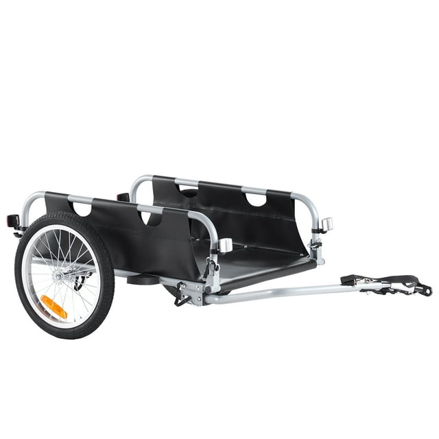 VEVOR Remorque de Vélo, Capacité de Charge de 100 Lb, Chariot-Bicyclette Robuste, Rangement Pliable Compact et Dégagement Rapide avec Attelage Universel, Roues de 16 Pouces, Réflecteurs Sécuritaires, Convient aux Roues de Vélo de 22 Pouces-28 Pouces