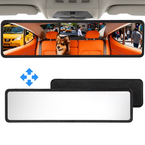Rear View Mirror, 12 Inch Anti-glare Panoramic Rear Mirrors, 2 in 1 Multifunctional Universal Convex Car Interior Wide Angle Rearview Mirror Extender to Reduce Blind Spot for Car SUV Trucks