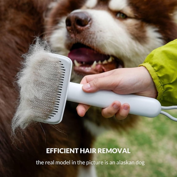 Burculy Multi-Function Self-Cleaning Pet Grooming Brush for Cats & Dogs, White