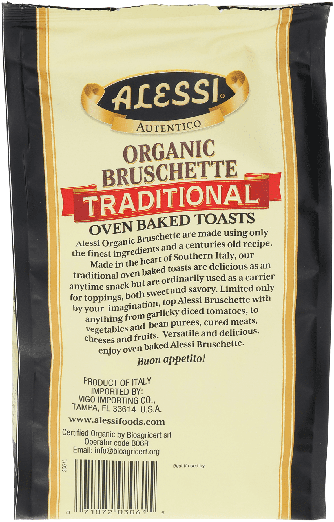 (4 pack) Alessi Traditional Italian Organic Bruschetta Oven Baked Toasts, 5 oz.