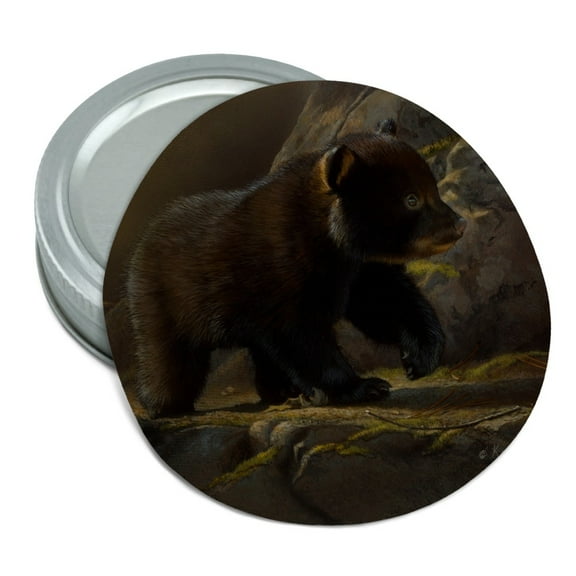 Black Bear Cub in the Morning Round Rubber Non-Slip Jar Gripper Lid Opener