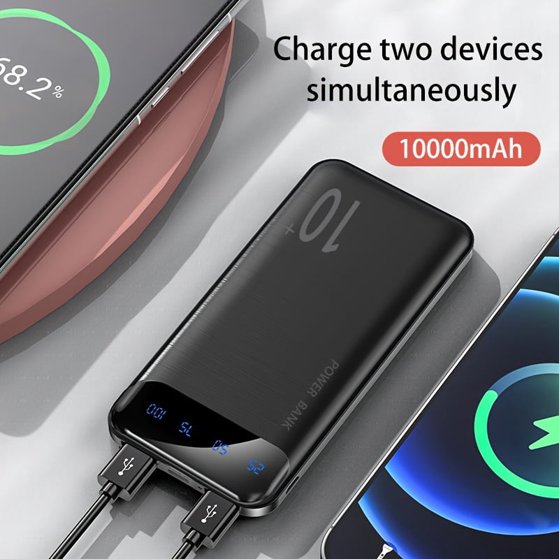 A High-Capacity Portable Power Bank with 10000/20000Mah, Suitable for Iphones And Android Phones, As Well As Tablets, Headphones, And Other Electronic Devices. It Features Dual USB Outputs