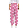 thumbnail image 3 of WTOBBY Women's Casual Sweatpants with Retro Halloween Print High Waist Drawstring Elastic Waist Pockets Long Lounge Pants for Sports and Travel,White M, 3 of 6