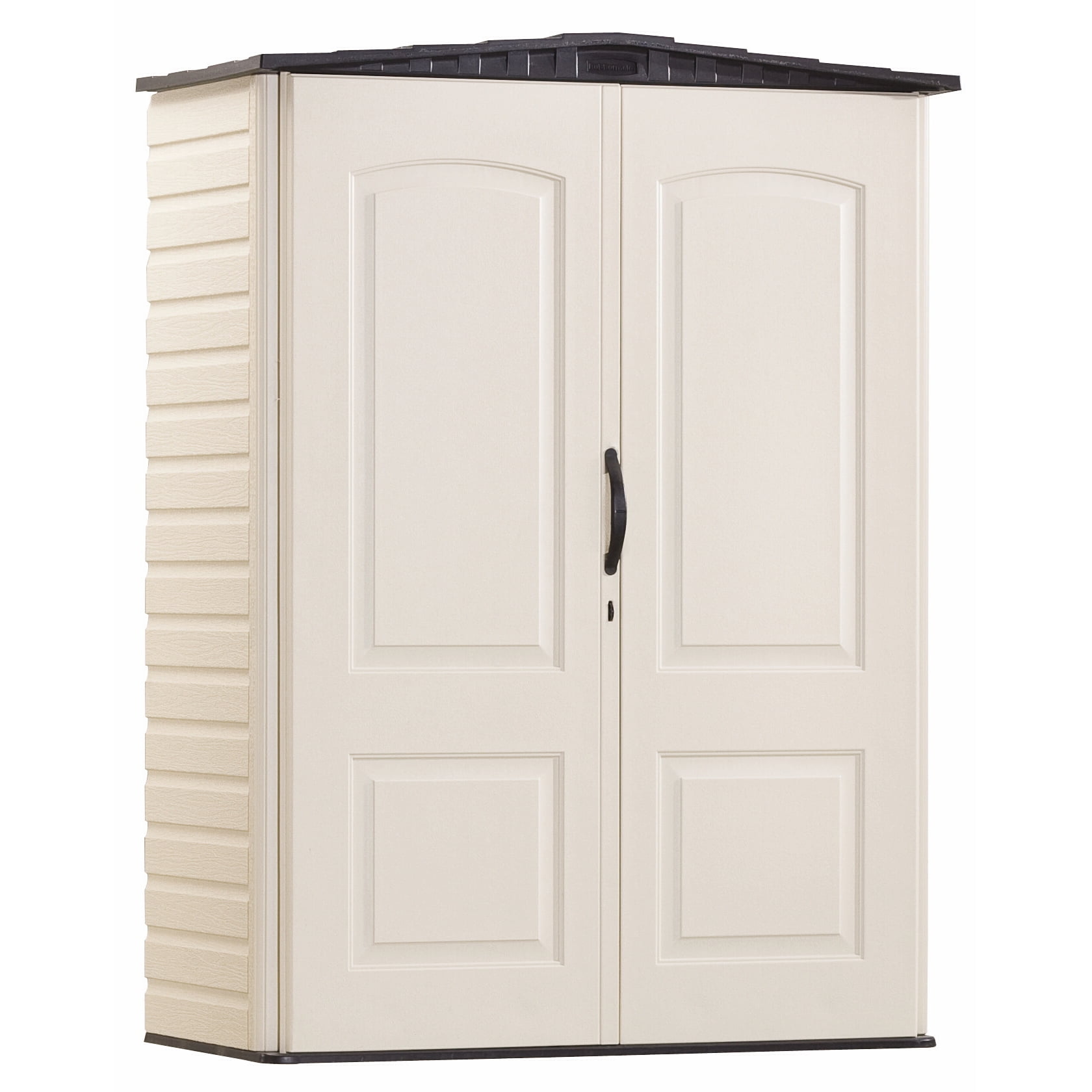 Rubbermaid 5 x 2 ft Small Vertical Storage Shed, Sandstone 