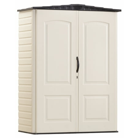 Rubbermaid 5 x 2 ft Small Vertical Storage Shed, Sandstone &