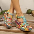 thumbnail image 2 of Modisza Platform Wedge Sandals Open Toe Slingback Dress Shoes High Wedges Party Slides Colorful Summer Vacation Sandal Pink size 6.5, 2 of 7
