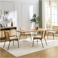 thumbnail image 4 of Mid-Century Modern Dining Chairs Set of 2, Beige Linen Upholstered Seat with Rattan Back and Metal Legs for Kitchen Dining Room, 4 of 10