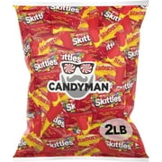 CANDYMAN 2 Pound Mixed Candy Bundle of Half Skittles Half Starburst Candy, Bulk Candy Self Care Kit of Rainbow Candy for Snack Boxes for Kids and Adults