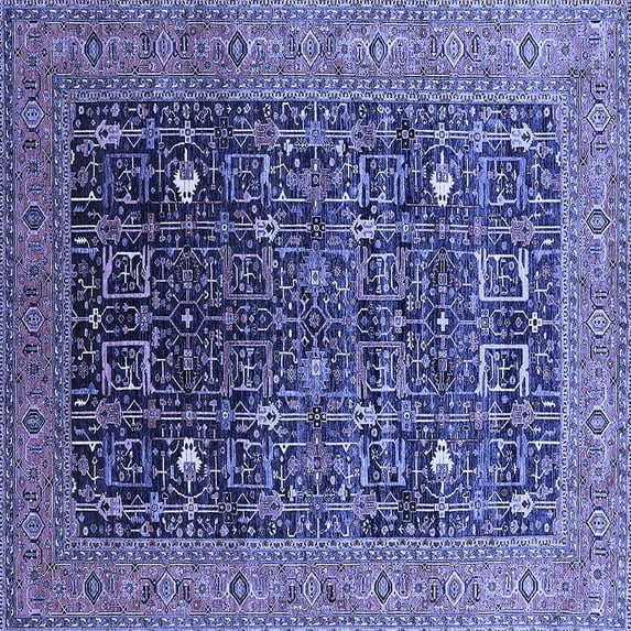 Ahgly Company Indoor Square Oriental Blue Industrial Area Rugs, 3' Square