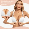 thumbnail image 2 of YANDW Women's Push Up Bra Racerback Front Closure Criss-Cross Padded T-Shirt Bras Underwire Add Cup, White 36A, 2 of 6
