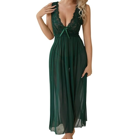 Yuhangmm Fashion Sexy Lace Underwear Underwear Chiffon Mesh Nightdress plus Size Lingerie for Women Chemise