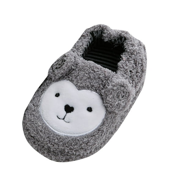 Akiihool Kid Slippers Boys Girls House Slippers Warm Plush Winter Slipper for Toddler Lined Winter Indoor Shoes (Grey,3 Years)