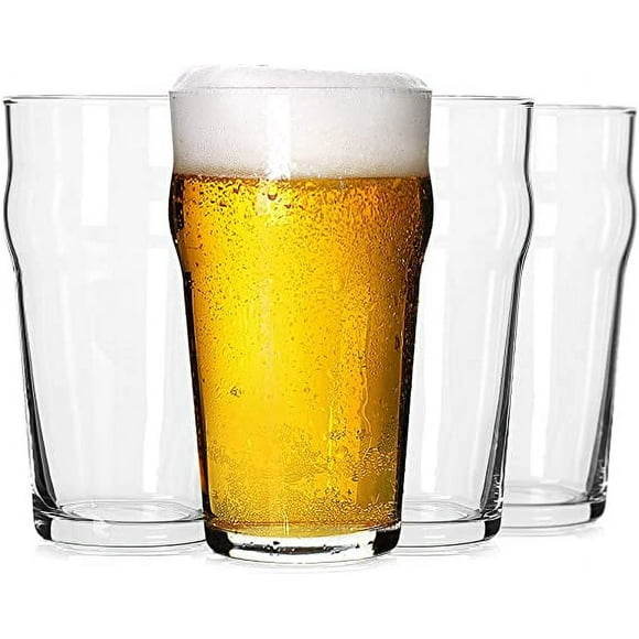 Pint Glasses,19oz British Beer Glass,Classics Craft Beer Glasses,Premium Beer Glasses Tumbler Set of 4, Pub Beer Glasses,Unique Design Beer Glasses Easy Stacking in The Cupboard