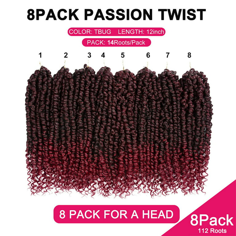 MORICA Passion Twist Hair 8 Packs 14 Inch Passion Twist Crochet Hair For  Women, Crochet Pretwisted Curly Hair Passion Twists Synthetic Braiding Hair  Extensions (14 Inch, 1B) 
