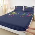 thumbnail image 3 of Homewish Music Theme Queen Sheet Sets,Colorful Musical Meldoy Flat Sheet,Deep Blue Queen Fitted Sheet For Kids,Super Cozy Room Decor,4-Piece, 3 of 7