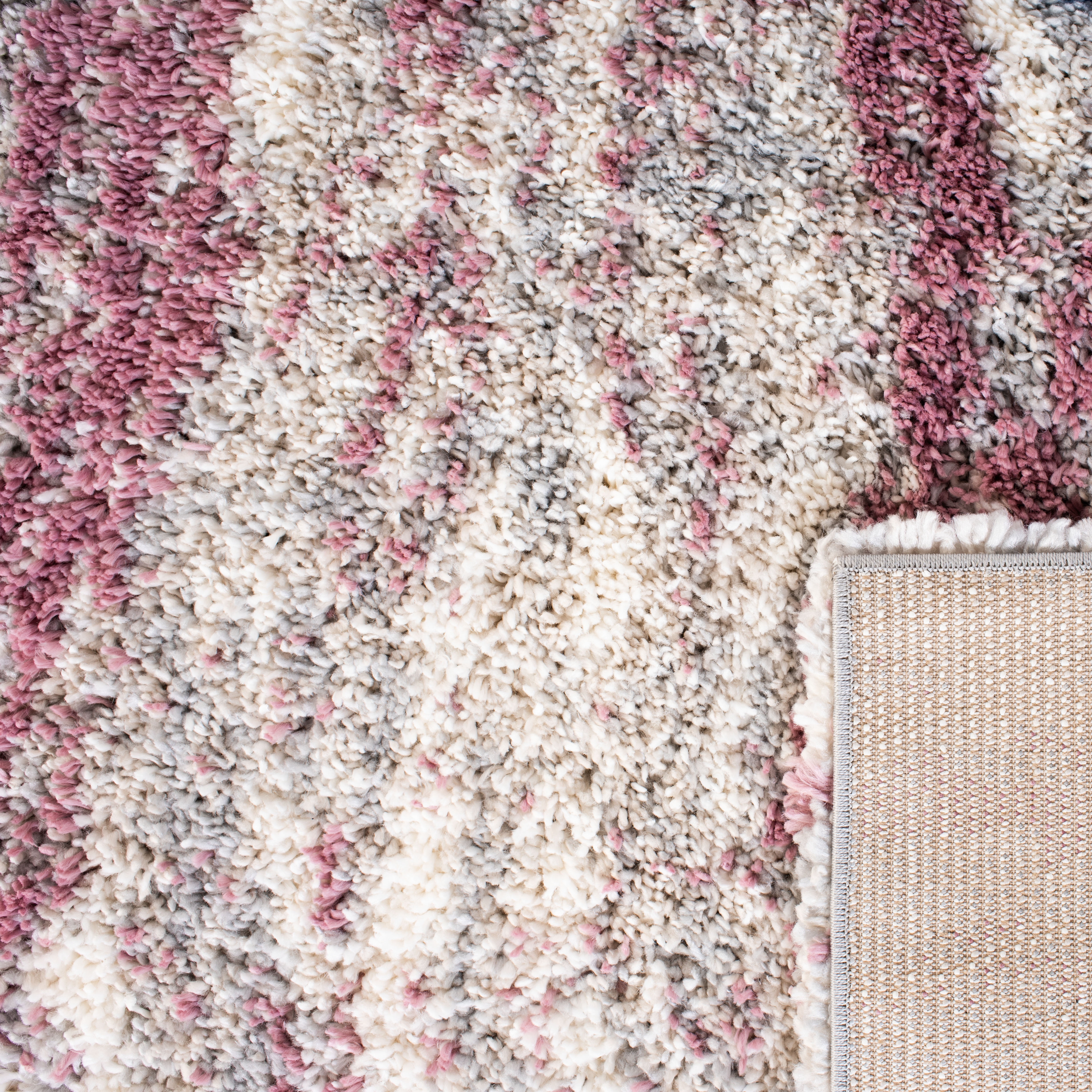 SAFAVIEH Fontana Darien Abstract Shag Area Rug, Pink/Grey, 9' x 12'