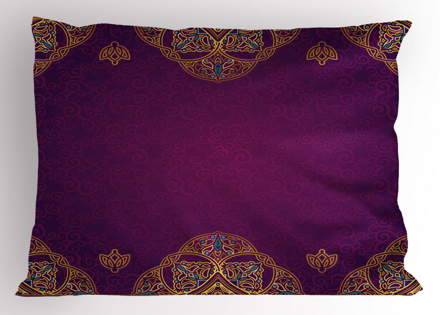 Purple Pillow Sham Vintage Grunge Circles Printed Pillowcase 26 x 20 Inches 