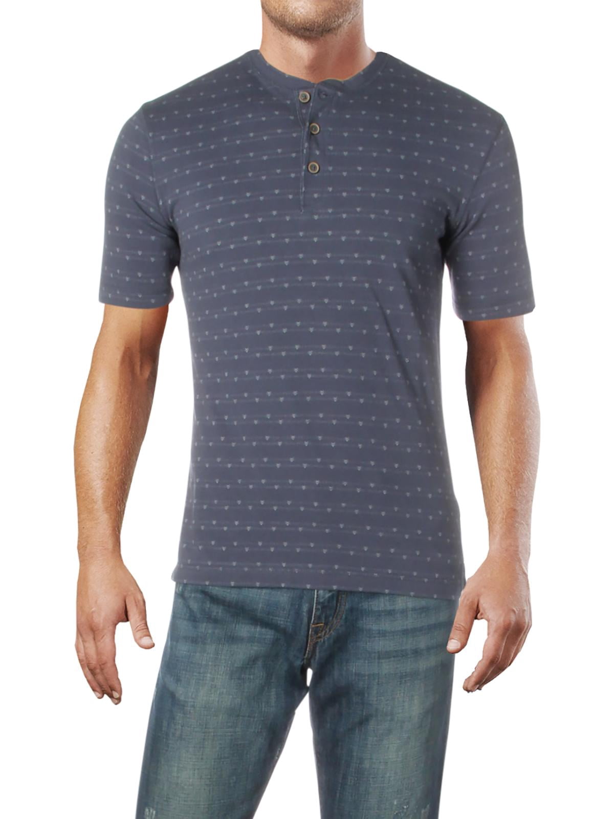 Short Sleeves Henley Shirt Navy XXXL 