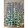 thumbnail image 4 of Green Christmas Tree Shower Curtain Set ，Waterproof Fabric Shower Curtains Xmas Pine Trees Winter Snowflakes Grey Shower Curtains for Bathroom,Bathroom Decor 54x"78", 4 of 6