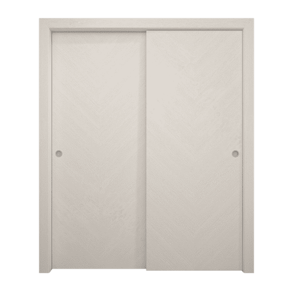 Sliding Closet Bypass Doors 36 x 80 inches | Ego 5005 Painted White Oak | Rails Hardware Set | Wood Solid Bedroom Wardrobe Doors