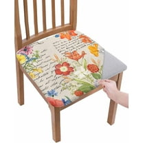 Vintage Floral Chair Seat Covers for Dining Room Stretch Chair Seat Covers Set of 6, Chair Seat Protector Cushion Slipcovers for Kitchen Restaurant Office Farmhouse Country Rustic Chic Plant Leaves