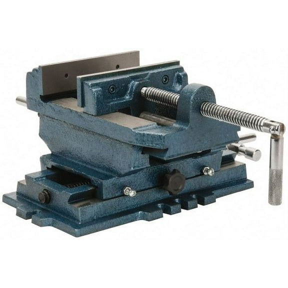 Horizontal Drill Press Vise w/ Cross Slide Base, Cast Iron, Jaw: 6" W x 1-31/64" H