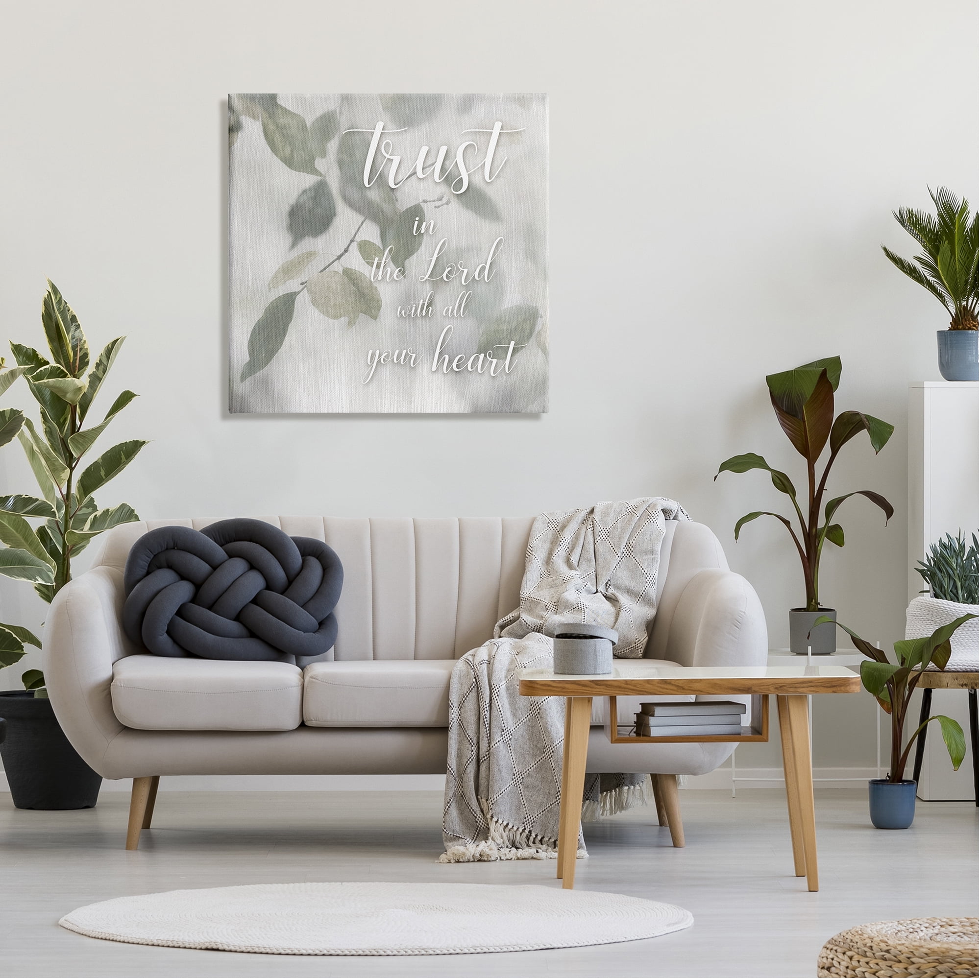 Stupell Industries Trust The Lord Motivating Religious Quote Botanical Leaves Graphic Art Gallery Wrapped Canvas Print Wall Art, Design by Irene Weisz