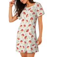 thumbnail image 2 of Sikiie Chemise de Nuit à Manches Courtes Imprimé Champignons, Col Rond, Pyjama d'Été pour la Maison, 2 of 6