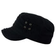thumbnail image 3 of D&Y Unisex Cotton Distressed Layered Frayed Cadet Military Cap, Black, 3 of 4