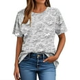 thumbnail image 4 of Hvot&aat Women's 3D Floral Print T-Shirts Casual Round Neck Short Sleeve Tops Summer Loose Fit Blouses, 4 of 4