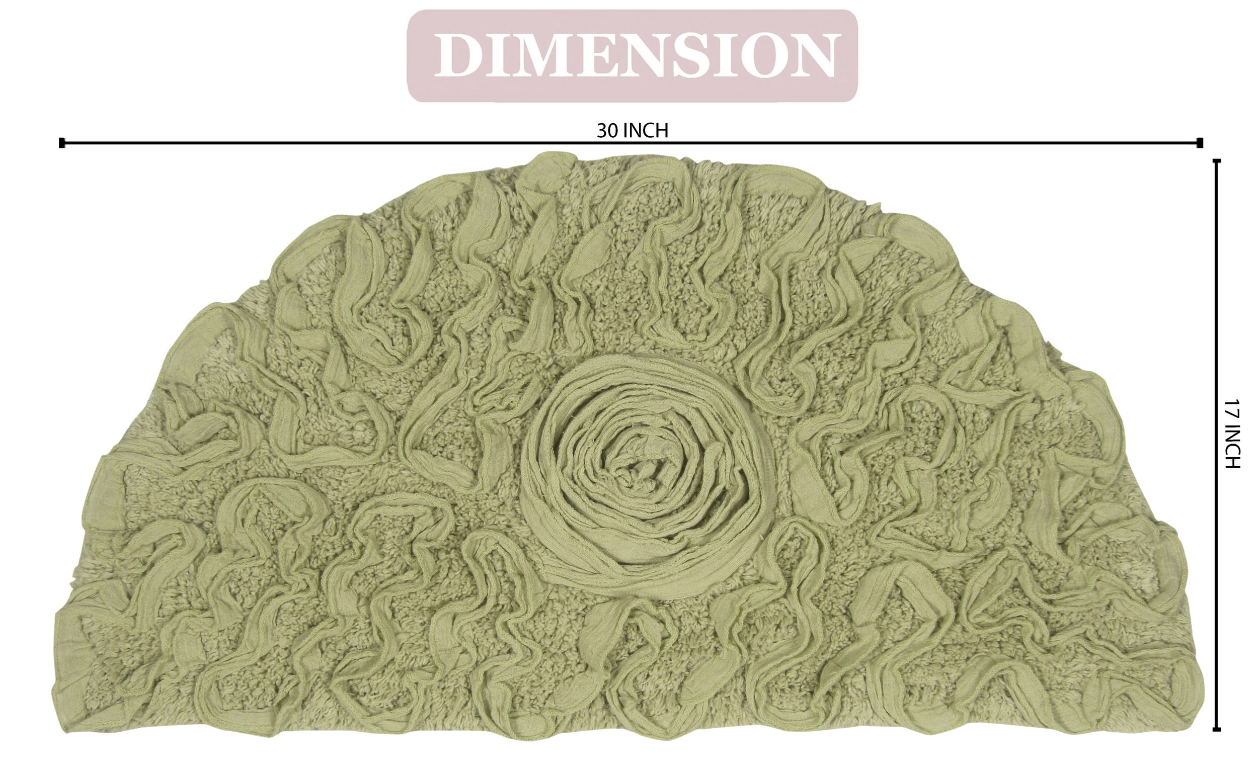 Home Weavers Bell Flower Bathroom Rug 100% Cotton Tufted U Shape Slice Rug, Soft Absorbent Bath Rugs, Non-Slip Bath Rug, Machine Washable, Bath Rugs for Bathroom, 17"x30" Slice Rug, Green
