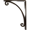 thumbnail image 4 of Ekena Millwork 2"W x 5 1/2"D x 8"H Legacy Wrought Iron Bracket, (Triple center brace), Antiqued Brass, 4 of 8