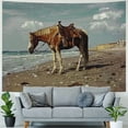 thumbnail image 4 of Orinice Horse Beach Ocean Tapestry Wall Hanging Unique Style Graphic Tapestries Home Wall Decor Art for Living Room Bedroom Apartment Farmhouse Dorm 60x50inch, 4 of 6