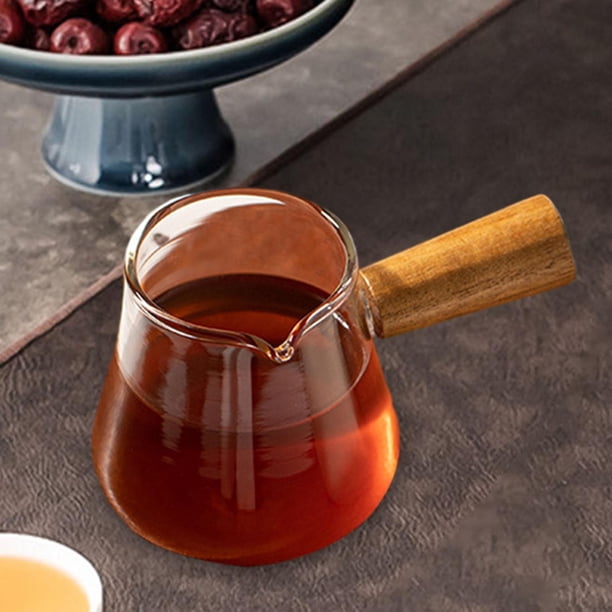 Taza Medidora de cafe expreso Macarena jarra de vidrio transparente Mango de madera 60ml
