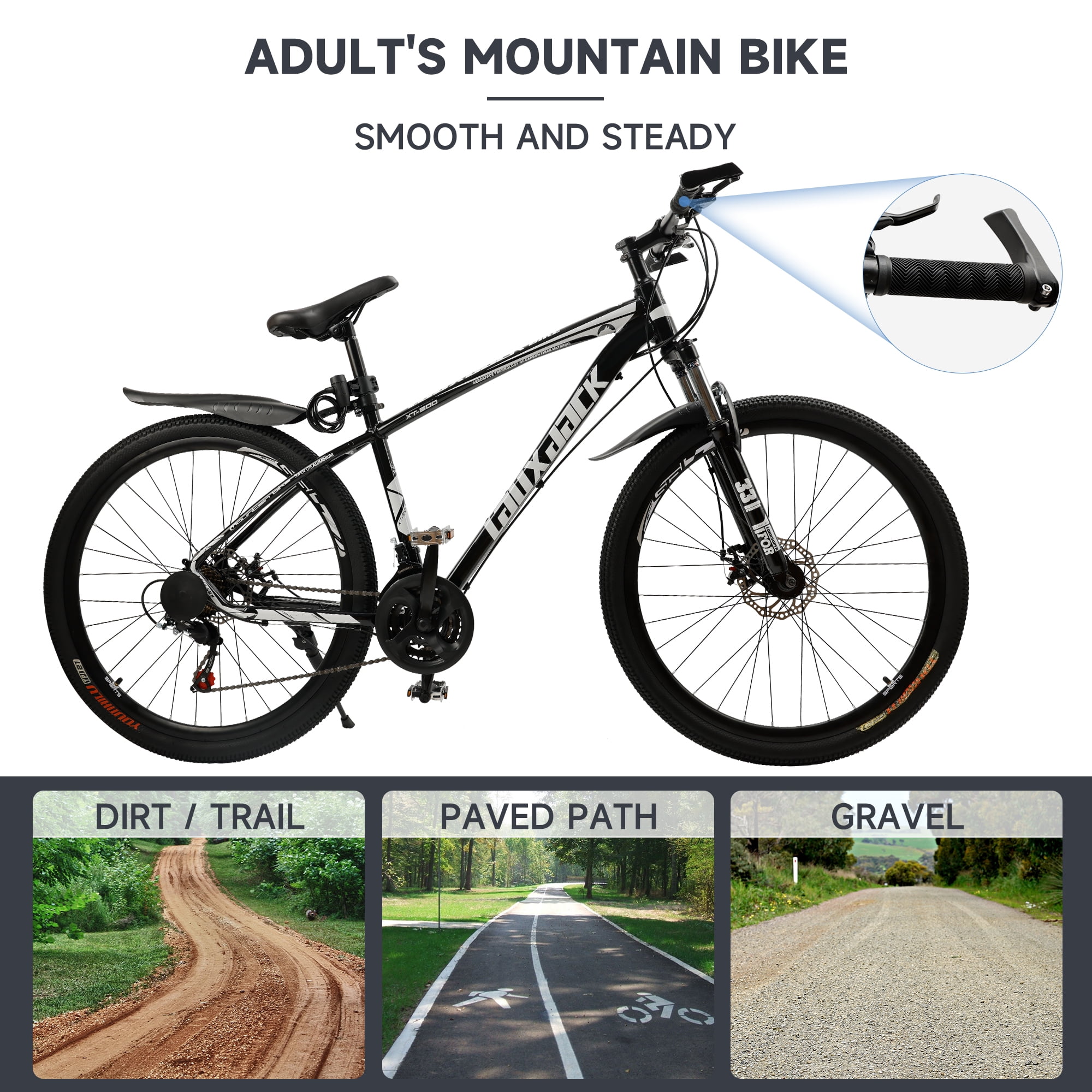 Mountain Bike, 27.5 Inch Shimano 21 Speed, Dual Disc Brake Bike for Men Womens Adult, Front Suspension Bicycle