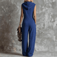 thumbnail image 4 of JULMCOMO Jumpsuits for Women Hooded Zip Up Sleeveless Casual Overalls Wide Leg Vacation Loose Fit Jumpsuit with Pockets Dark Blue S, 4 of 4
