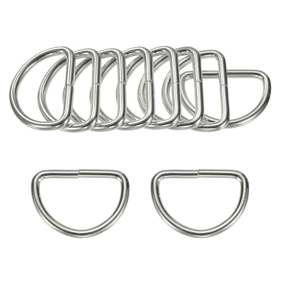 Uxcell 10-Pack D-Rings Buckle, 1-1/2 Inch Iron Non-Welded Dee Rings Metal Buckle for Purse/Aprons/Belts/Pet Collars, Semi-Circular D Ring Hardware [Silver Gray]