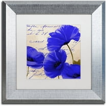 Trademark Fine Art "Coquelicots Bleues I" Canvas Art by Color Bakery White Matte, Silver Frame