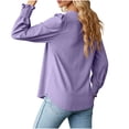 thumbnail image 4 of Clearance Long Puff Sleeve Square Tops Square Neck Pleated Front Tunic Shirts Solid Color Casual Loose Trendy Blouses(Medium,Purple), 4 of 4
